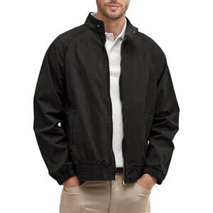 Men's Stylish Bomber Jacket Lightweight Black Coat Two-Way Zipper All Season